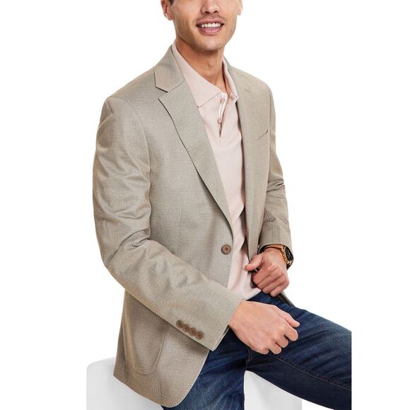 Calvin Klein Mens Slim-Fit Melange Sport Coat 42 Long Tan Blazer - NWT $295 - Picture 1 of 4